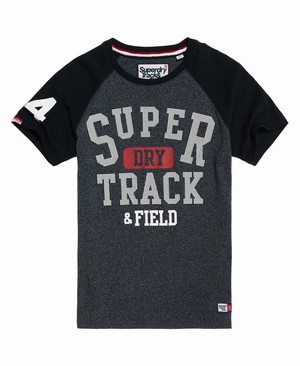 Superdry Track & Field Baseball Férfi Pólók Sötétkék | OVFYG7480